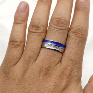 MASHAN Couple Rings Matching Rings His Her Ring Stars and Moon Princess Ring Blue CZ Women's Wedding Ring