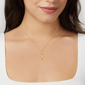 Canaria 10kt Yellow Gold Italian Horn Pendant Necklace. 16 inches