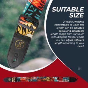 Speedee Music Embroidered Ukulele Strap Kit - 1 US Map Camo Design Ukulele Strap, 3 Guitar Picks, 1 Strap Button, 1 Pick Holder Orange Black Red Blue Yellow White