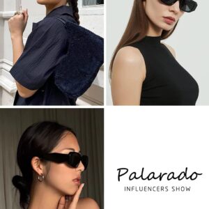 Palarado Trendy Fashion Sunglasses Women Men Rectangle 90s Vintage Retro 2000s 70s Square Shades Cool Cute Rectangular Chunky Baddie Blenders Shady Rays (Black Frame/Grey Lens)