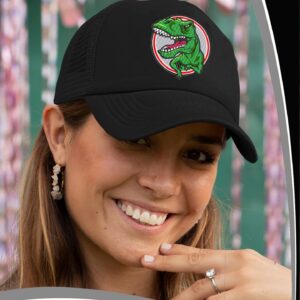 ALLNTRENDS Dinosaur Trucker Hat Embroidered Cool Dino Graphic Summer Cap (White)