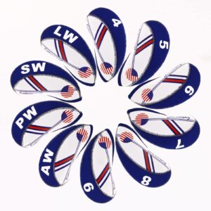 craftsman golf wider openings us flag neoprene golf club head cover wedge iron protective headcover for most brand standard iron heads (white & blue,wider opening)