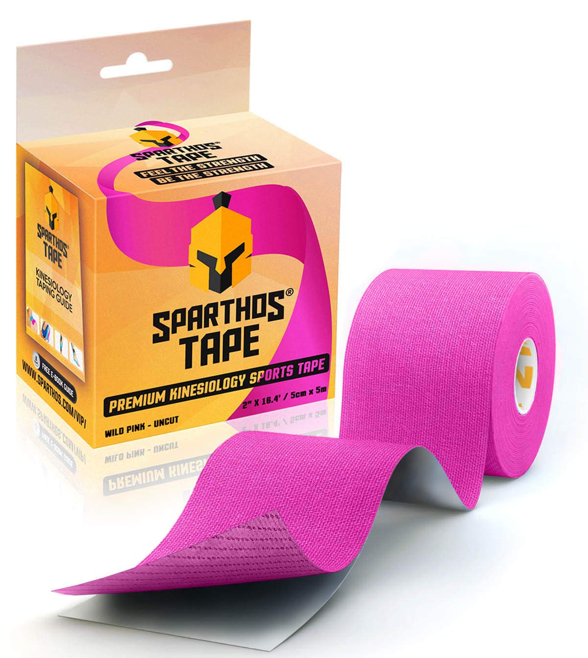 Sparthos Kinesiology Tape [Wild Pink - 16.4ft Uncut Roll] x Ice Packs for Injuries [Size Medium + Cover]