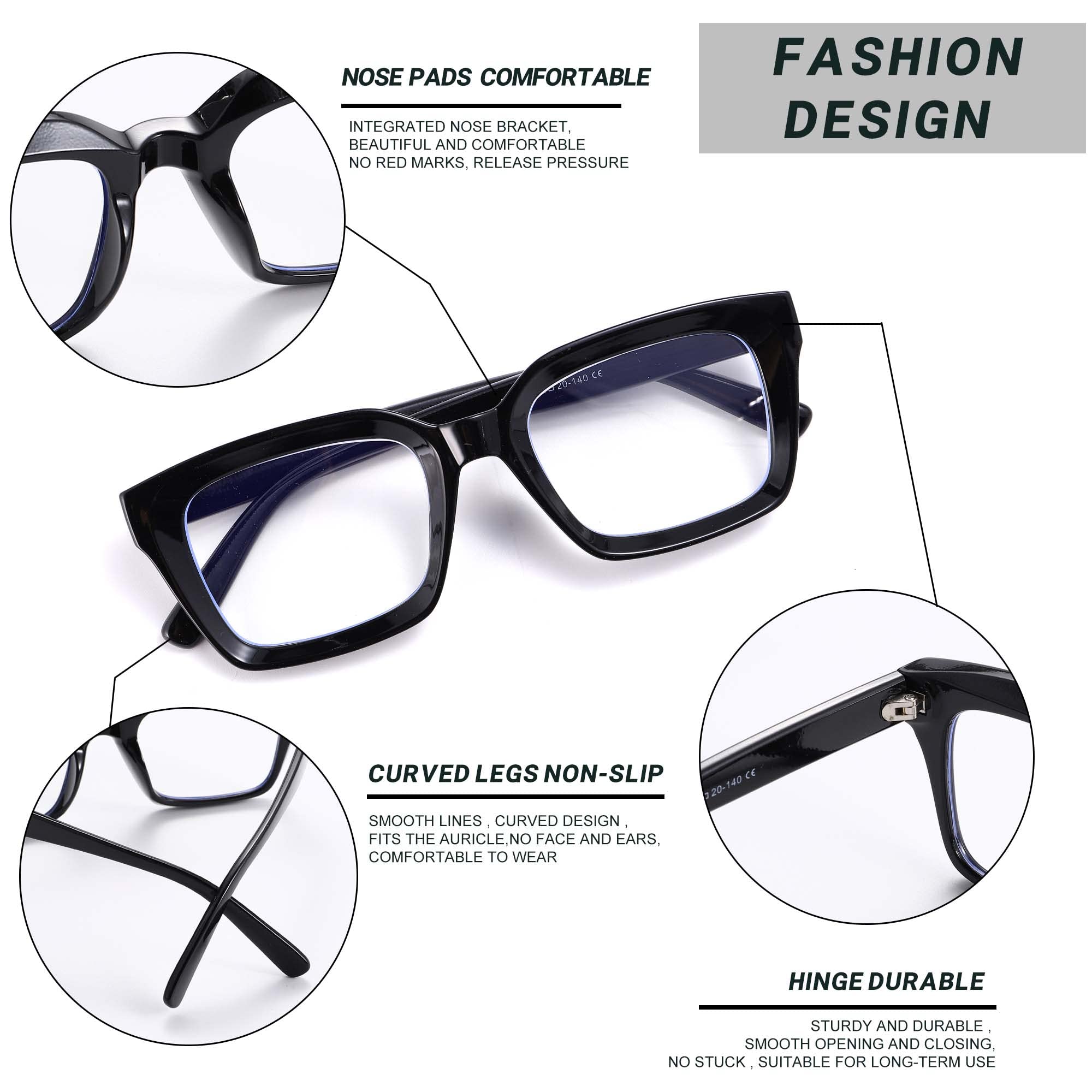 Rmerom Blue Light Glasses for Women Men Fashion Black Glasses Classic Square Eyewear Thick Non Prescription Frame (Black Glasses)