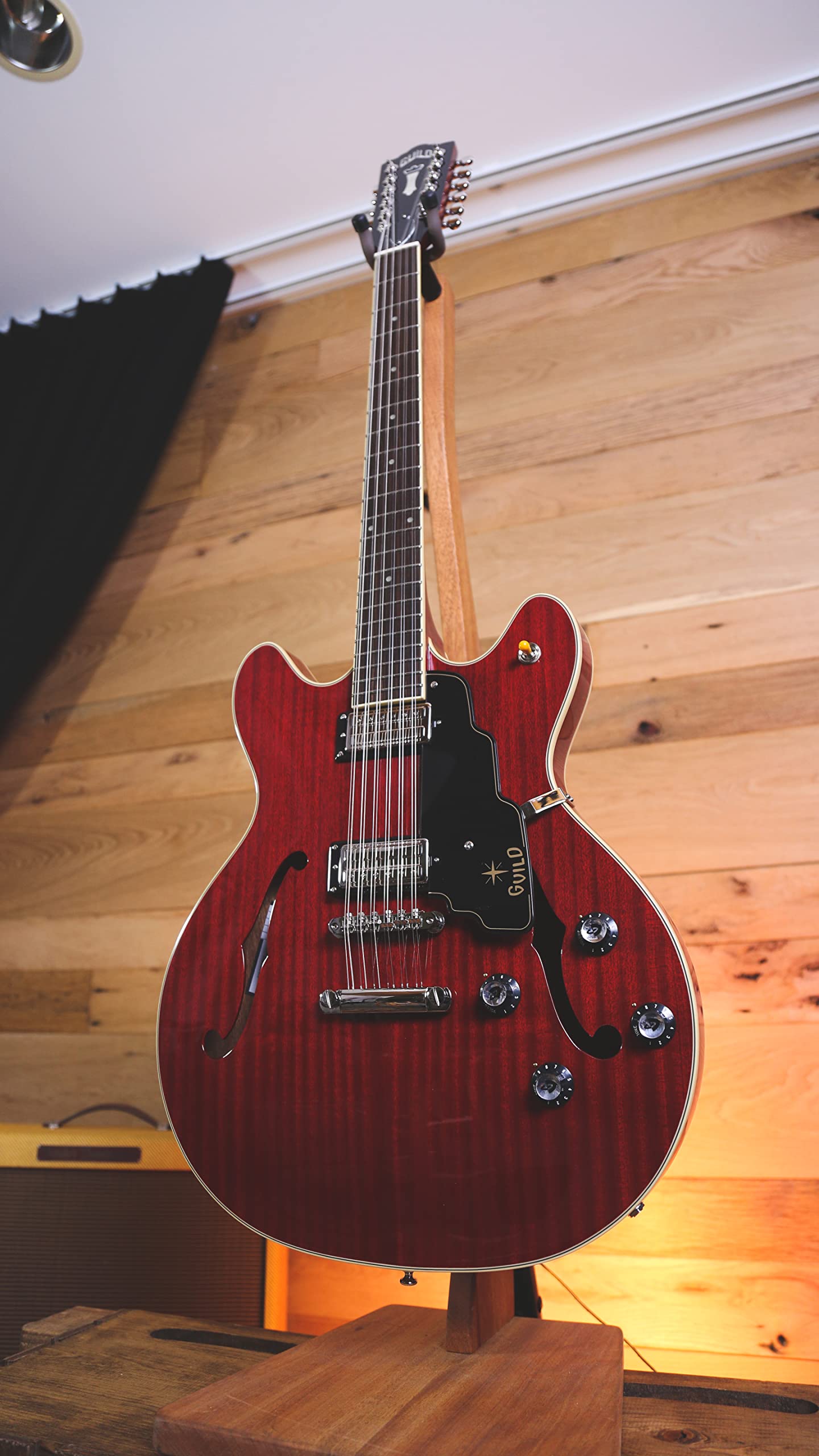 Guild Guitars Starfire I-12 Double Cutaway 12-String Semi-Hollow Body Electric Guitar, Cherry Red - Modern Thin “U“ Neck Profile for Fast, Smooth Playing, HB-2 Humbuckers with Push/Pull Coil Split