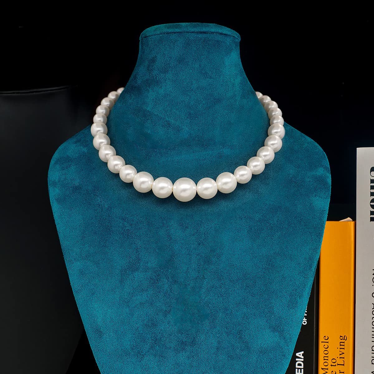 MUYAN Round Imitation Pearl Necklace for Women Pearl Open Choker Necklace Jewelry, White