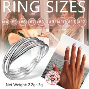 ChainsProMax Silver Rolling Ring Size 8 Interlocked Anxiety Ring Cute Stackable Knuckle Rings for Women Sterling Silver