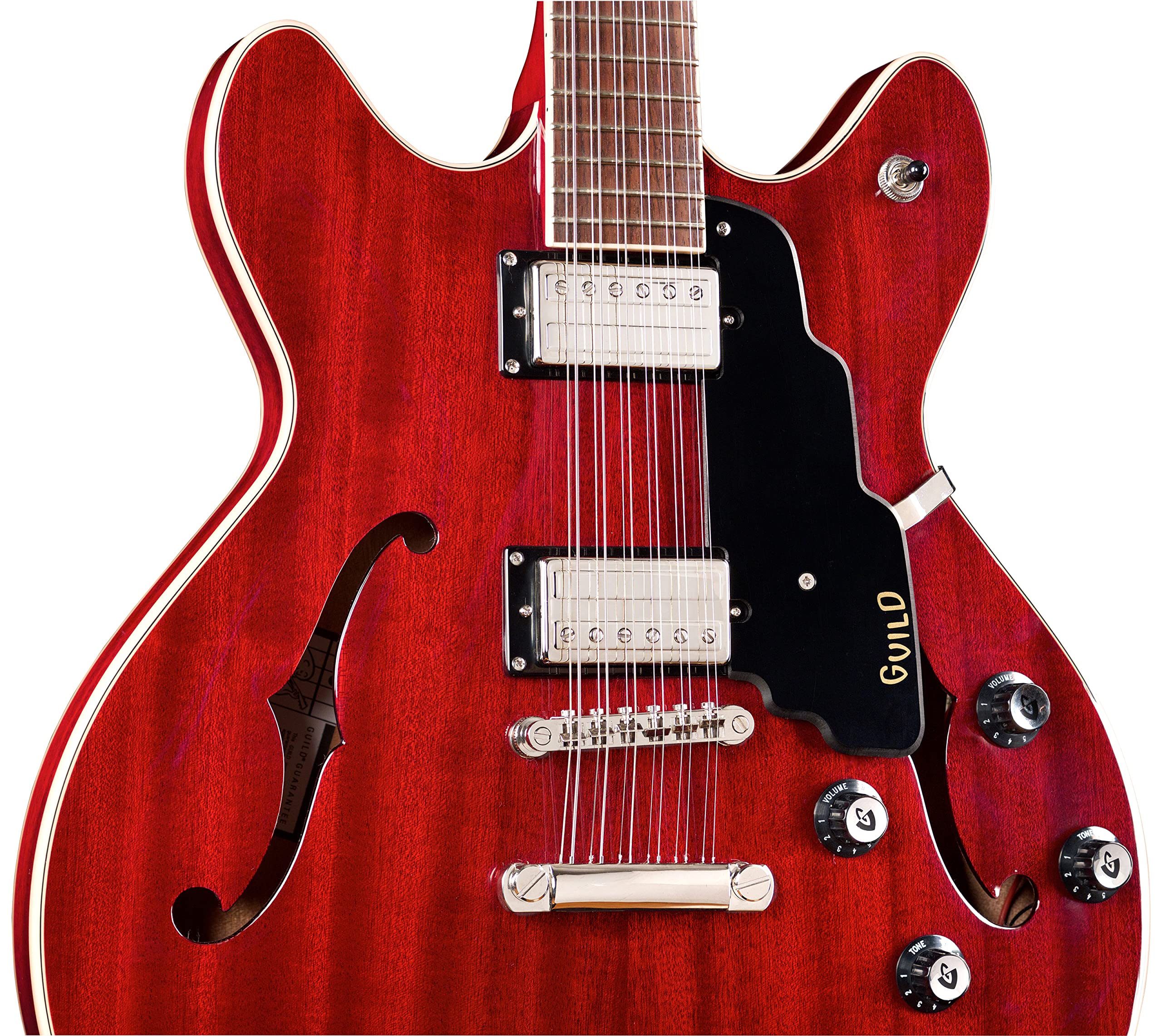 Guild Guitars Starfire I-12 Double Cutaway 12-String Semi-Hollow Body Electric Guitar, Cherry Red - Modern Thin “U“ Neck Profile for Fast, Smooth Playing, HB-2 Humbuckers with Push/Pull Coil Split