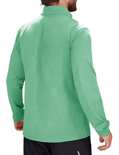 MAGCOMSEN Men's Quarter Zip Pullover Golf Long Sleeve Shirt Workout Training Shirts Exercise Sweatshirts Mint Green,XL