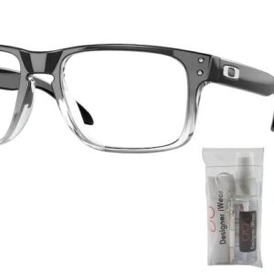 Oakley Holbrook Eyeglasses OX8156 815606 56MM Polished Black Clear Fade Square Eyeglasses for Men + BUNDLE With Designer iWear Eyewear Kit