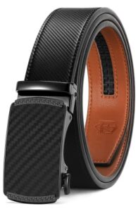 zitahli belt men, ratchet belt dress with 1 3/8" premium leather,slide belt with easier adjustable automatic buckle,trim to fit size 30"-36"