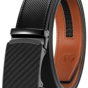 Zitahli Belt Men, Ratchet Belt Dress with 1 3/8" Premium Leather,Slide Belt with Easier Adjustable Automatic Buckle,Trim to Fit Size 30"-36"