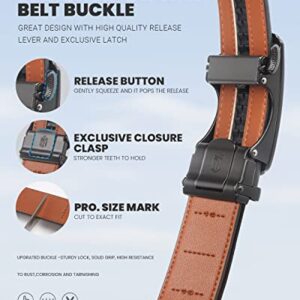 Zitahli Belt Men, Ratchet Belt Dress with 1 3/8" Premium Leather,Slide Belt with Easier Adjustable Automatic Buckle,Trim to Fit Size 30"-36"