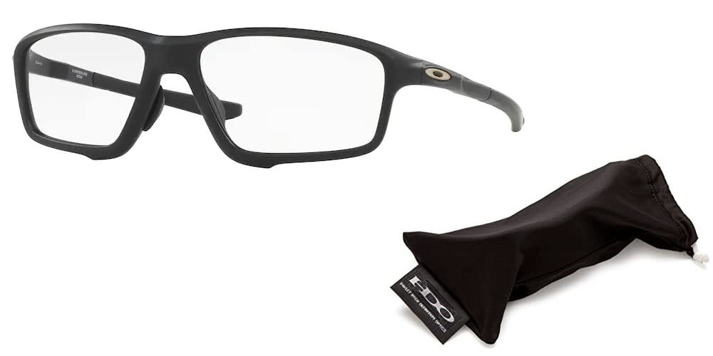 Oakley Crosslink Zero OX8080 808007 58MM Satin Black Square Eyeglasses for Men + BUNDLE With Designer iWear Eyewear Kit