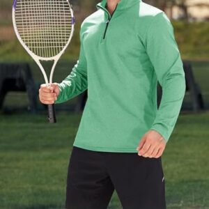 MAGCOMSEN Men's Quarter Zip Pullover Golf Long Sleeve Shirt Workout Training Shirts Exercise Sweatshirts Mint Green,XL