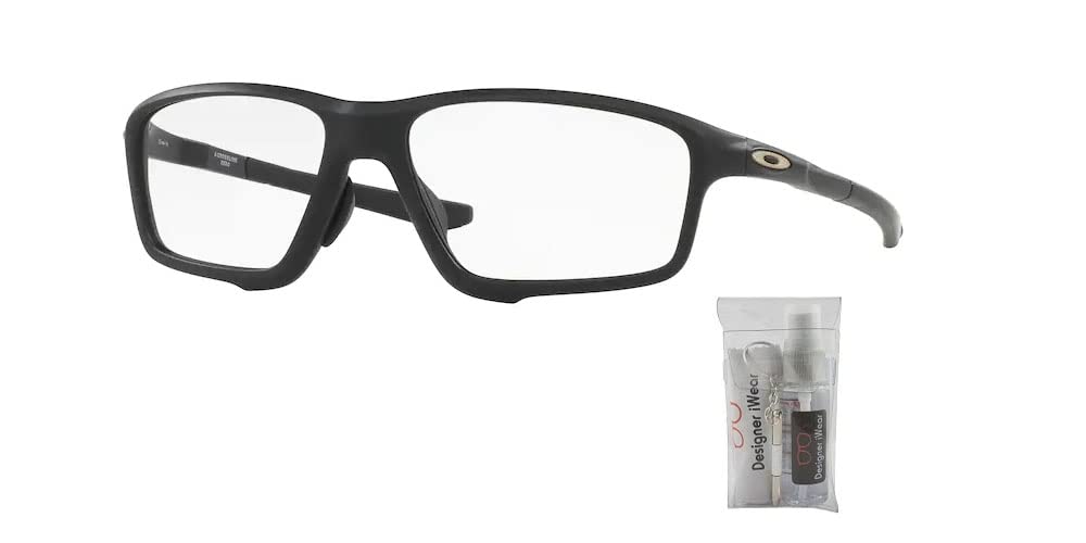 Oakley Crosslink Zero OX8080 808007 58MM Satin Black Square Eyeglasses for Men + BUNDLE With Designer iWear Eyewear Kit