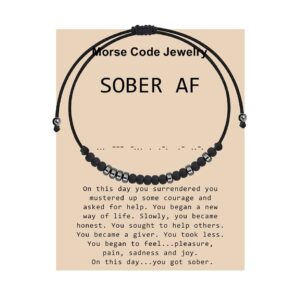 maofaed addiction recovery gift inspirational morse code bracelet 12 step gift aa na gift recovery bracelet (sober code br)