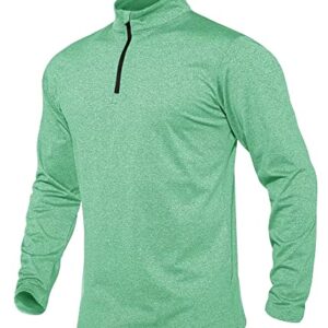 MAGCOMSEN Men's Quarter Zip Pullover Golf Long Sleeve Shirt Workout Training Shirts Exercise Sweatshirts Mint Green,XL