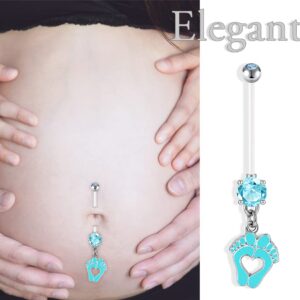 Anicina Plastic Pregnancy Belly Button Rings Maternity Belly Button Ring Bioplast Sports Clear Pregnancy Belly Rings Piercing Retainer for Pregnant Women Mix Style 14G 35mm Blue