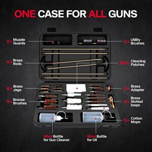 Laziiey Universal Gun Cleaning Kit, Rifle Cleaning Set with Reinforced Brass Rods, Brass Jags and Brass Slotted Tips