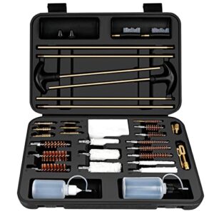 laziiey universal gun cleaning kit, rifle cleaning set with reinforced brass rods, brass jags and brass slotted tips