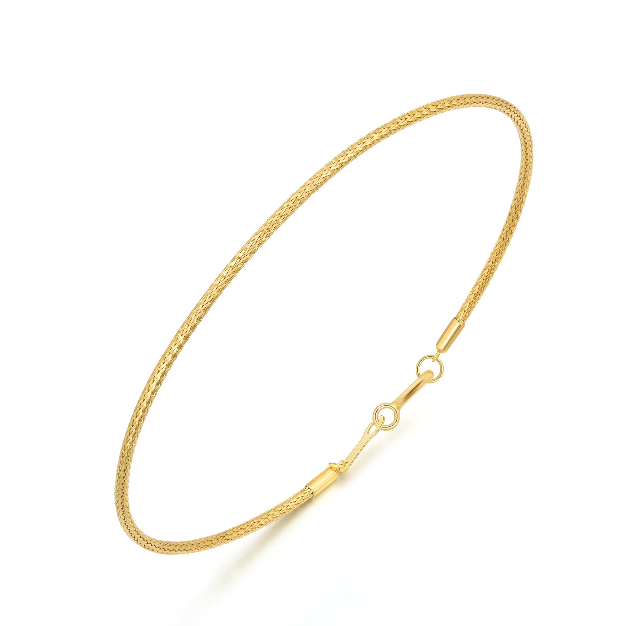 CHOW SANG SANG 18K Yellow Solid Gold Minimalist Simple Bangle for Women 92817K | 7 (Wrist Size:14.5-15.5 CM)