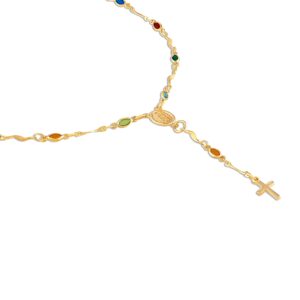 Barzel 18K Gold Plated Multicolor Virgin Mary Necklace - Made In Brazil (18 Inches)