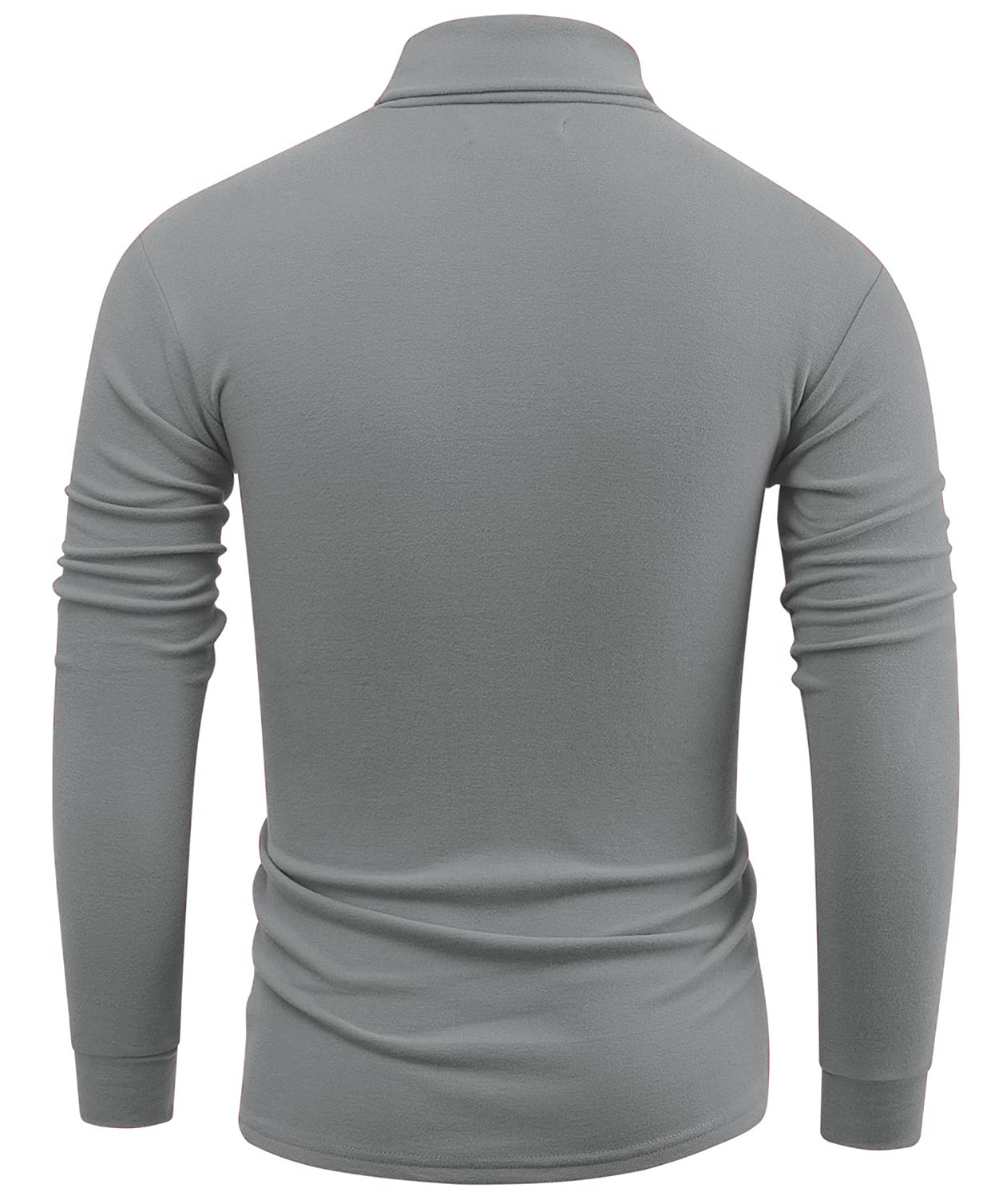 jonivey Mens Fleece Turtleneck Long Sleeve Casual Shirts Soft Knitted Warm Under Layers Thermal Pullover Tops (Pure Grey,M)