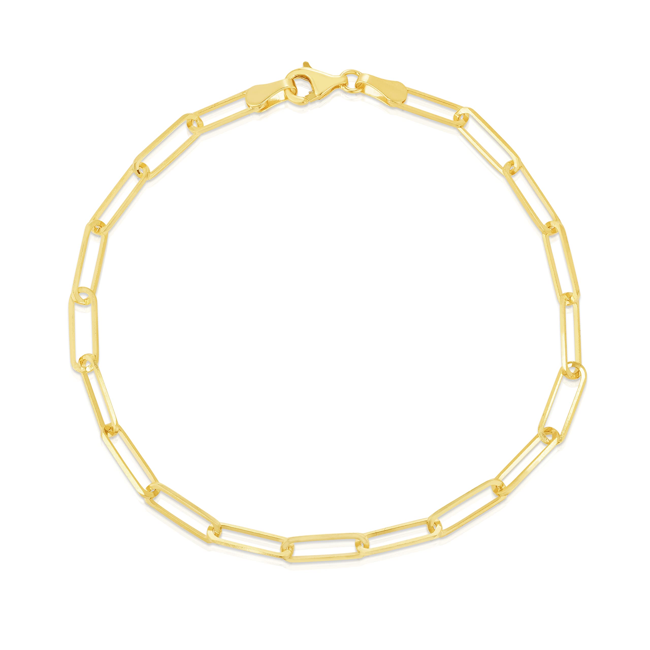 Floreo 10k Yellow Gold 2.5mm Paperclip Link Bracelet or Anklet, 10 inch