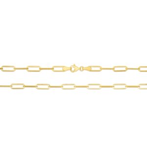 Floreo 10k Yellow Gold 2.5mm Paperclip Solid Link Chain Necklace, 22 inch