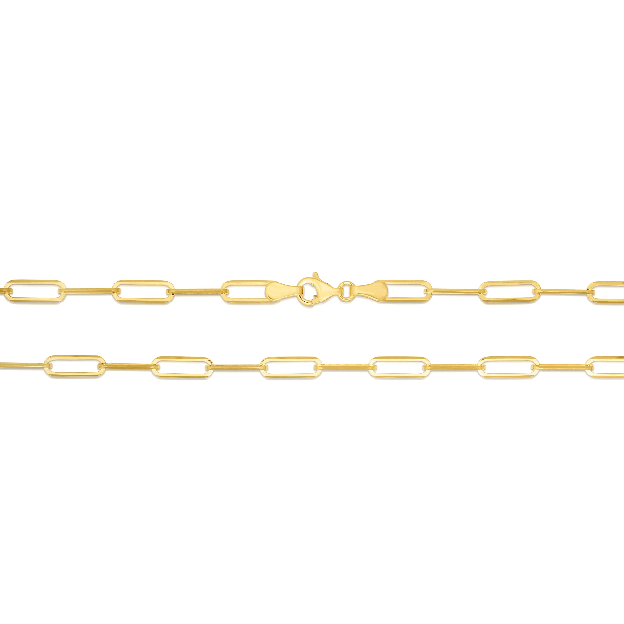 Floreo 10k Yellow Gold 2.5mm Paperclip Solid Link Chain Necklace, 22 inch