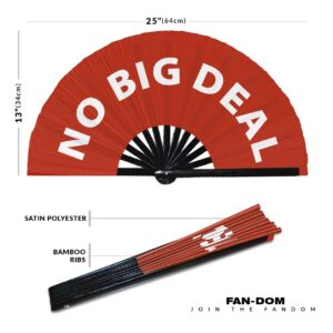 No Big Deal Hand Fan Foldable Bamboo Circuit Rave Hand Fans Slang Words Fan Outfit Party Gear Gifts Music Festival Rave Accessories (Red)