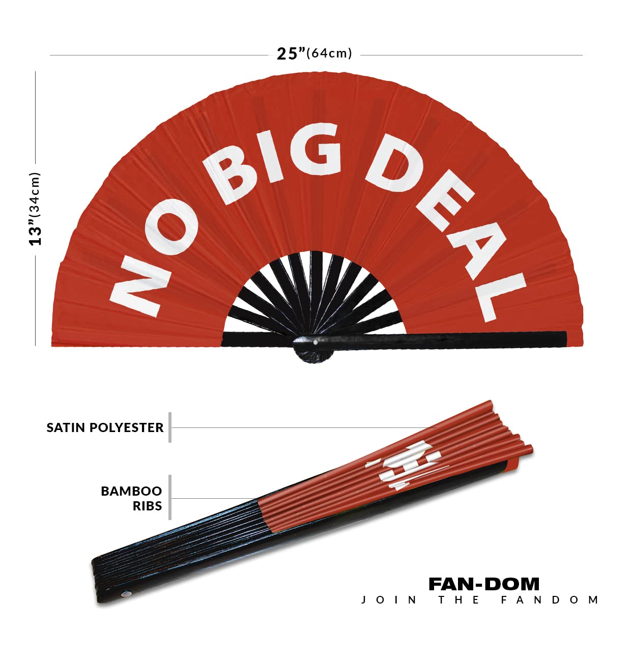 No Big Deal Hand Fan Foldable Bamboo Circuit Rave Hand Fans Slang Words Fan Outfit Party Gear Gifts Music Festival Rave Accessories (Red)