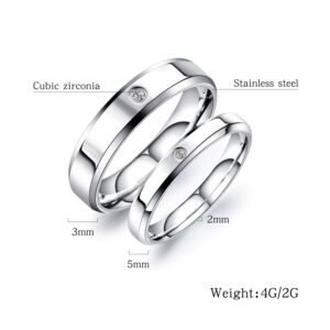 Iflytree 2Pcs His & Hers Promise Ring Stainless Steel Couples Wedding Engagement Bands Bridal Set Bridal Set (Men's Size 8 & Women's 8)