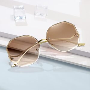 WOWSUN Y2K Sunglasses Rimless Gradient Womens Vintage Sunglasses