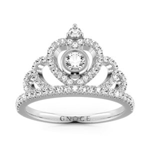 GNOCE Graceful Queen Crown Women Ring 925 Sterling Silver Inlaid with Clear Gemstones Rings Anniversary Promise Engagement Wedding Ring for Her (8)