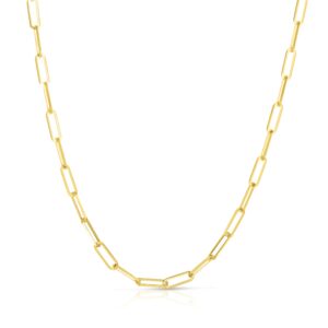 floreo 10k yellow gold 2.5mm paperclip solid link chain necklace, 22 inch