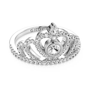 GNOCE Graceful Queen Crown Women Ring 925 Sterling Silver Inlaid with Clear Gemstones Rings Anniversary Promise Engagement Wedding Ring for Her (8)