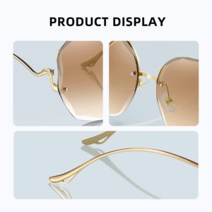 WOWSUN Y2K Sunglasses Rimless Gradient Womens Vintage Sunglasses