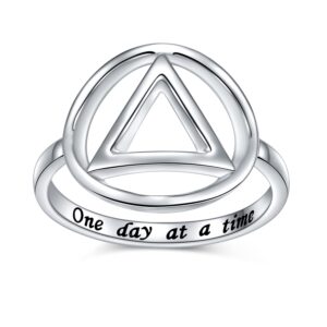 DAOCHONG Sobriety Rings for Women Sterling Silver AA Alcoholics Anonymous Ring Open Circle Karma Ring for Women Size 8