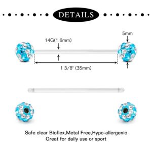 Anicina Plastic Pregnancy Belly Button Rings Maternity Belly Button Ring Bioplast Sports Clear Pregnancy Belly Rings Piercing Retainer for Pregnant Women Mix Style 14G 35mm Blue