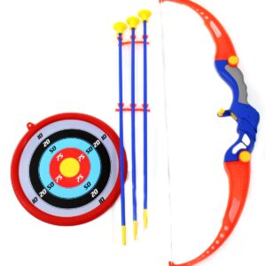 PowerTRC Kids Bow and Arrow Play Set | Comes with 3 Suction Arrows, A Bow, and A Target | Great Gift for Young Beginner Archers | Indoor and Outdoor Archery Set