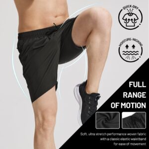 MIER Men's Workout Running Shorts 7 Inch Lightweight Athletic with Zipper Pockets No Liner Quick-Dry Gym Active Shorts Black, M