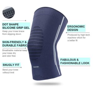 BERTER Knee Compression Sleeve Support for Running, Jogging, Sports - Brace for Joint Pain Relief, Arthritis and Injury Recovery - A Pair (X-Large, 20.5-23.0")