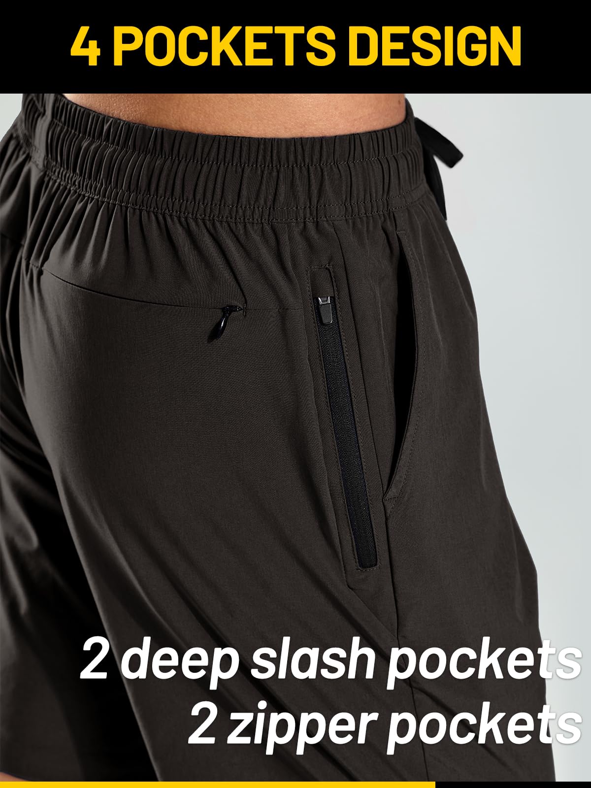 MIER Men's Workout Running Shorts 7 Inch Lightweight Athletic with Zipper Pockets No Liner Quick-Dry Gym Active Shorts Black, M