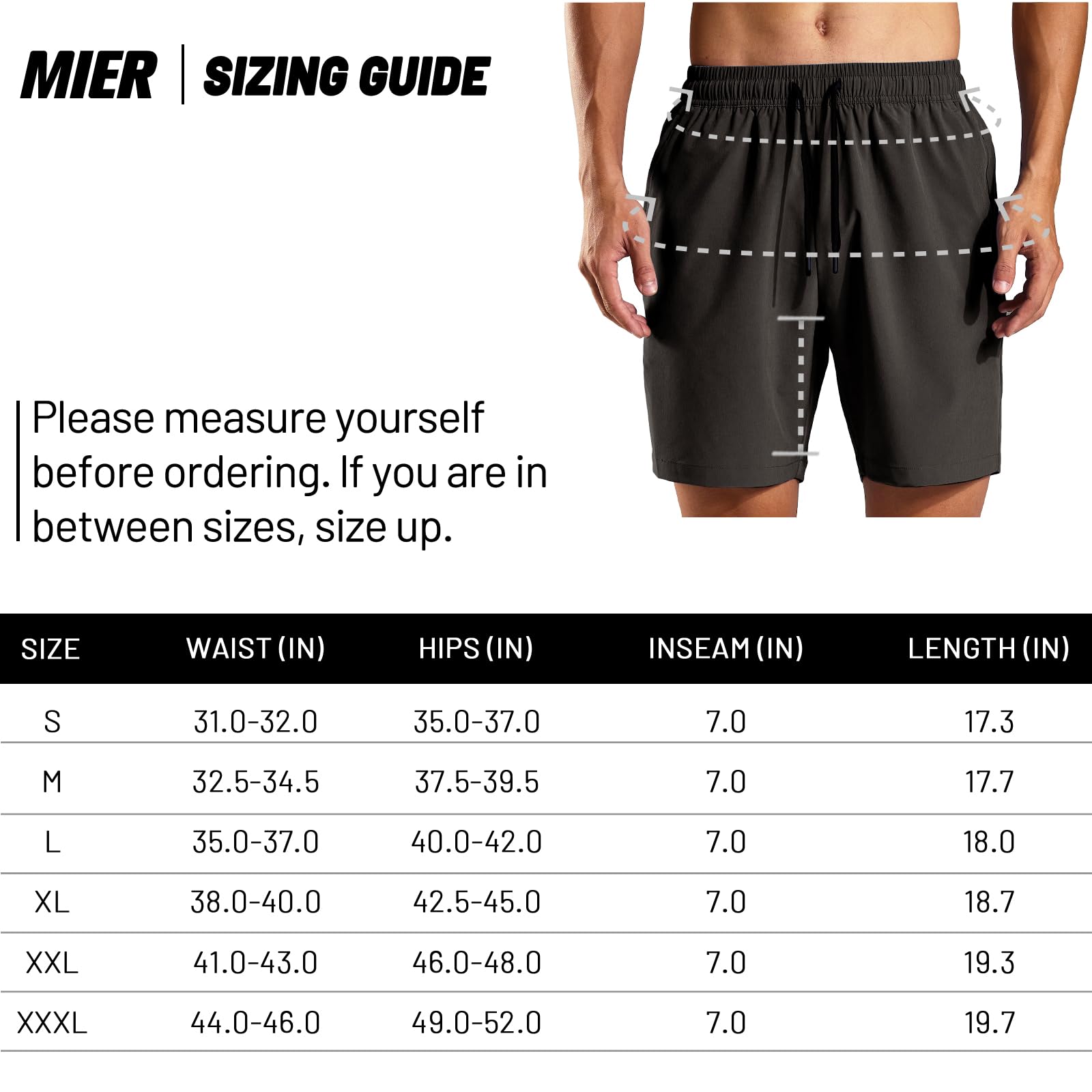 MIER Men's Workout Running Shorts 7 Inch Lightweight Athletic with Zipper Pockets No Liner Quick-Dry Gym Active Shorts Black, M