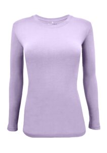 cotton essentials women's under scrub tee crew neck long sleeve t-shirt (lavender, large)