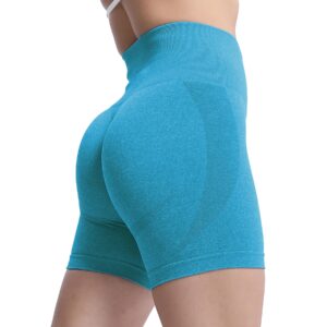 Aoxjox Contour Seamless Shorts for Women High Waist Workout Shorts Gym Biker Shorts Booty Running Yoga Shorts 5" (Blue Jewel Marl, Medium)