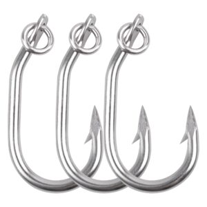 tuna fishing hooks ringed live bait fishing hook 10pcs saltwater big game hook for tuna circle hooks stainless steel fishing hook with action ring catfish hooks giant hook shark swordfish tuna catfish