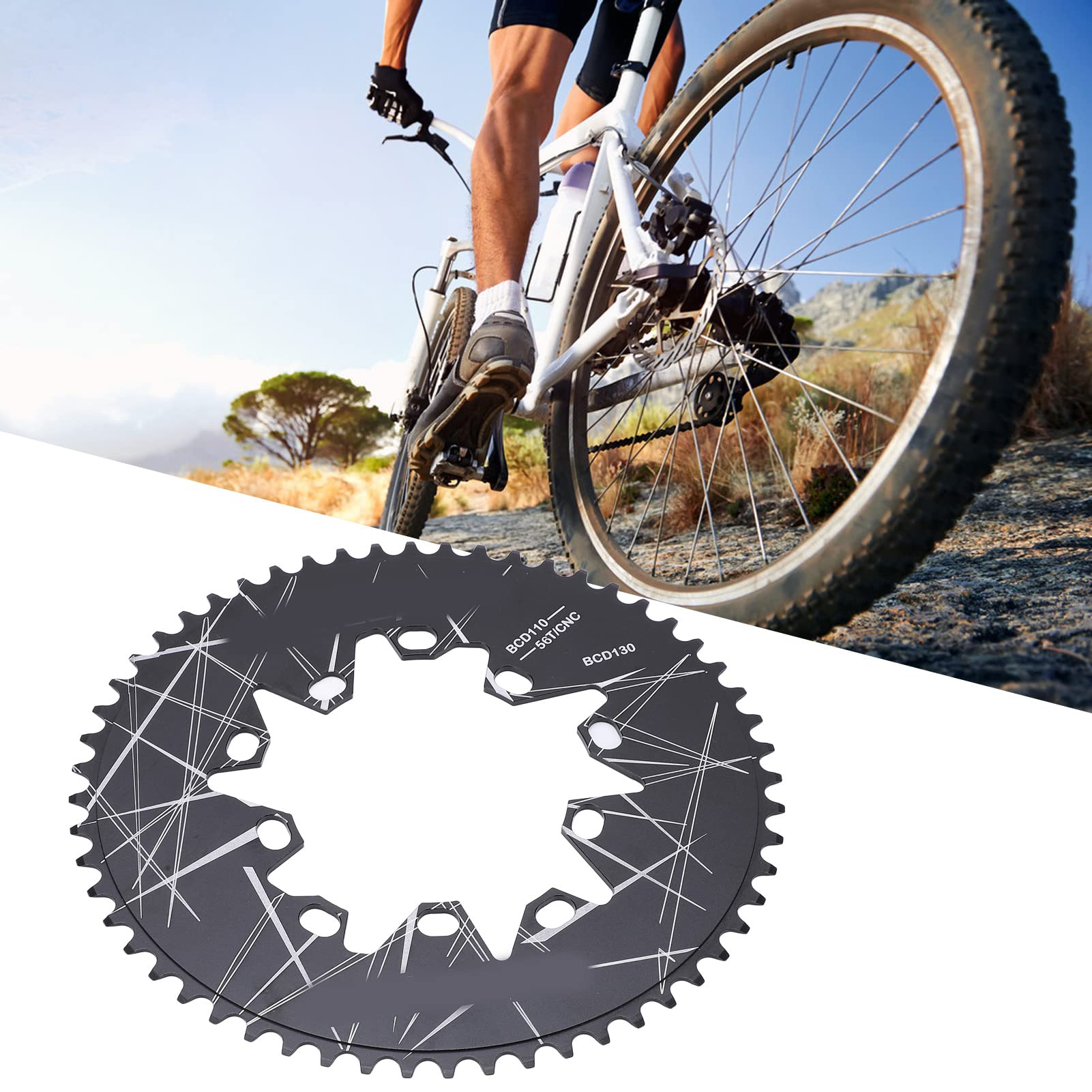 BuyWeek Bicycle Oval Chainring, 56T 110/130 BCD Chainring Bike Oval Disc Chainring Folding Bike Speed Chainring for 7 8 9 10 Speed Bike